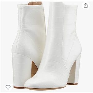 Aldo Aurella White Snakeskin Leather Heel Booties